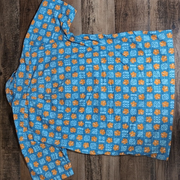 Joe Kealoha by Reyn Spooner Floral Pop Over Tunic Size Small In Blue & Orange - Picture 5 of 8